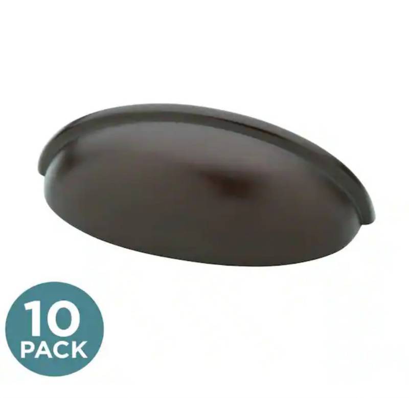 lot 5125 image: Liberty Essentials 3 in. (76 mm) Dark Oil Rubbed Bronze Drawer Cup Pull (10-Pack)