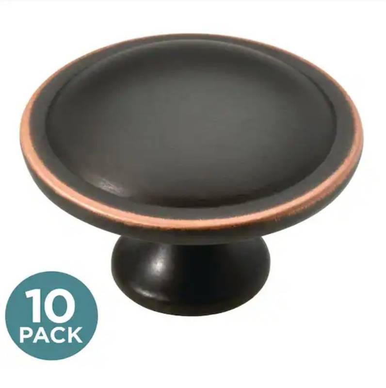 lot 5129 image: Liberty Contempo 1-12 in. (38 mm) Bronze with Copper Highlights Round Cabinet Knob (10-Pack)