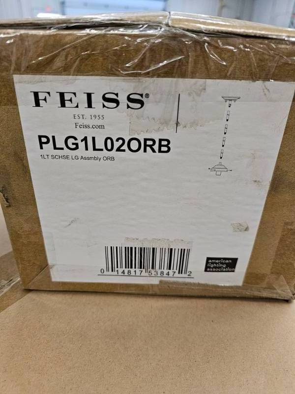 lot 5172 image: Feiss Plg1l02orb Alcott Hobson Components 1lt Large Assembly Oil Rubbed Bronze