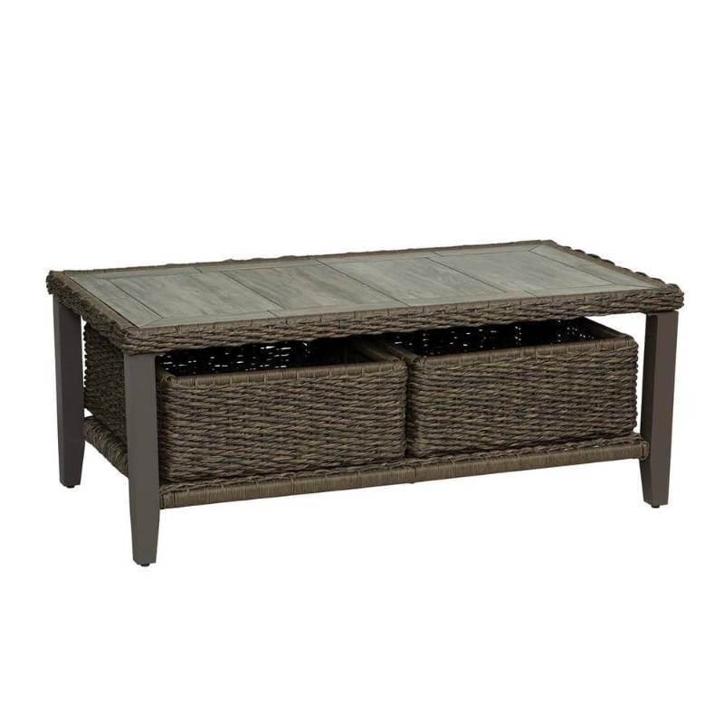 lot 5158 image: Living Accents 8048201 Rochdale Stone Coffee Table Brown - Rectangular&nbsp- Retail $295.12