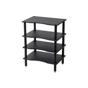 lot 5003 image: Monoprice Monolith 4 TierShelf Audio Stand - Black  Open Air Storage Modular Design Sturdy Compatible With Bose Polk Sony Yamaha Pioneer and others - Retail $181.19