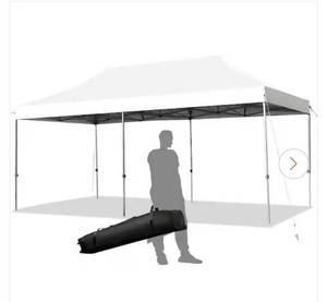 lot 5008 image: Gymax 10 x 20 Feet Adjustable Folding Heavy Duty Sun Shelter with Carrying Bag-White FRAME ONLY
