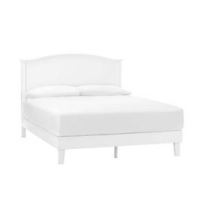lot 5026 image: StyleWell Colemont White Wood Frame Full Platform Bed with Curved Headboard (56 in. W x 48 in. H) - Retail $419