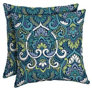 lot 5040 image: Arden Selections Sapphire Aurora Damask 16 x 16 in. Outdoor Toss Pillow Set of 2