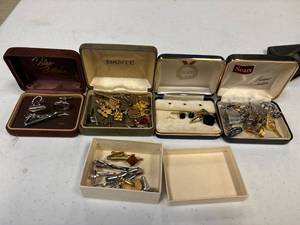 lot 16 image: large Qty cuff links, tie clips, monogrammed