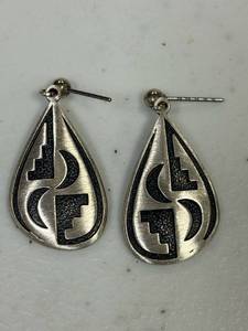 lot 30 image: Sterling silver earrings, Native American