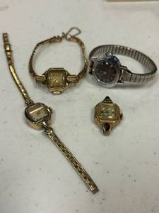 lot 48 image: 4- ladies watches, gruen, Waldron, hallmark, timex