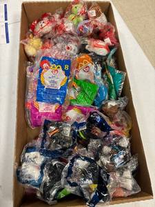 lot 62 image: Box lot- McDonald Ty beanie babies, hotel for dogs, teddy bears, Ronald McDonald