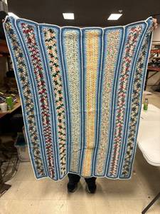 lot 69 image: vintage multicolor Afghan throw