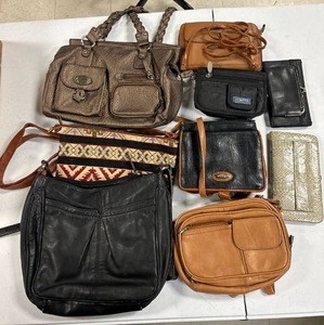 lot 87 image: 9- purses, wallets, canyon sky, tignanello, rosetti