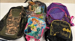 lot 89 image: 5- misc back packs, Batman, camo, frozen, Toy Story