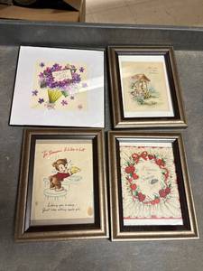 lot 118 image: 4- Vintage cards framed