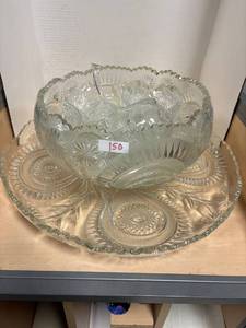 lot 150 image: vintage punch bowl, with platter, and cups