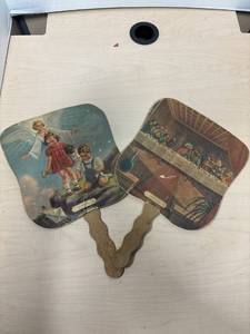 lot 171 image: Vintage funeral home hand fans, Kansas