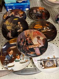 lot 180 image: 7- Norman Rockwell plates and kitchen prayer plate