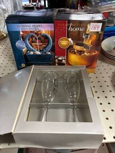 lot 184 image: 2 tabletop water fountains, anniversary glasses