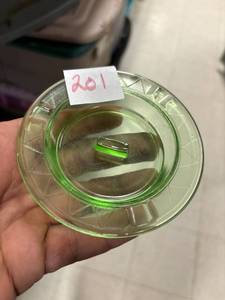 lot 201 image: 4 inch green depression glass ash tray