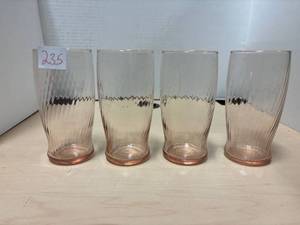 lot 235 image: 4- Vintage pink ice tea glasses