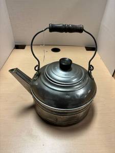 lot 258 image: Vintage revere tea kettle, wood handle