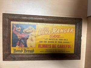 lot 265 image: Vintage Bond bread Lone Ranger framed advertisement