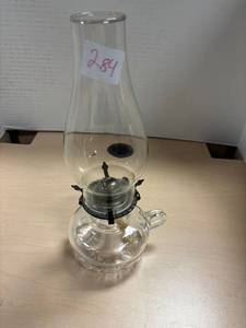 lot 284 image: Farms lamplight finger oil lamp, with burner and chimney