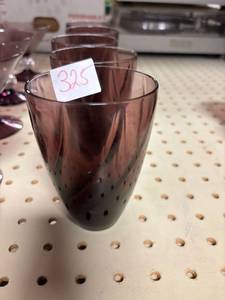 lot 325 image: 5-Hazel Atlas Moroccan Amethyst Swirl 4 12 inch Water Tumblers