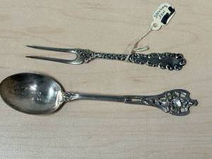lot 338 image: Antique Sterling silver spoon and pickle fork