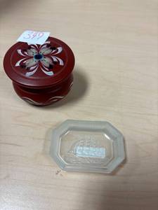 lot 347 image: Salt dip with wood trinket box