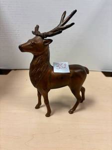 lot 352 image: A.C. Williams Large Reindeer, Elk Cast Iron Still Bank 1910-1935