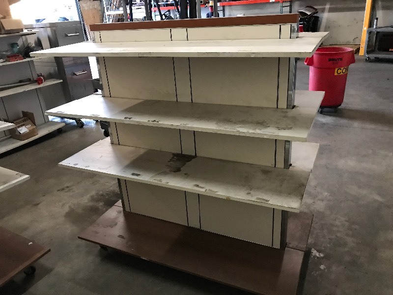 lot 32 image: ROLLING DOUBLE SIDED RETAIL SHELF