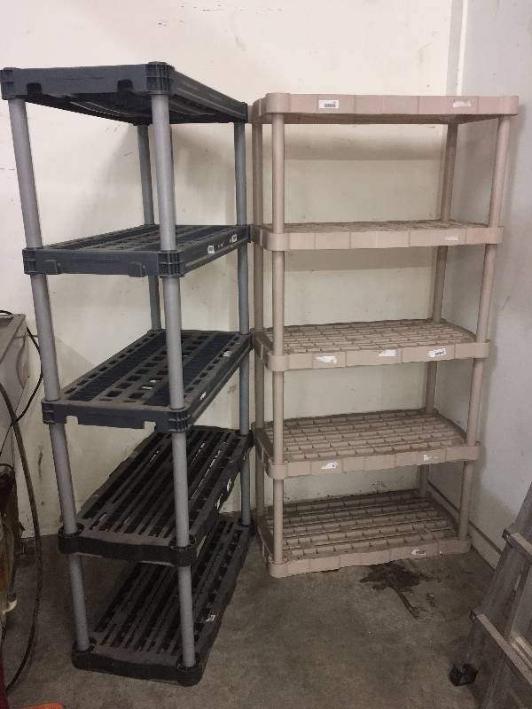 lot 53 image: LOT OF 2 MODULAR PLASTIC SHELVES