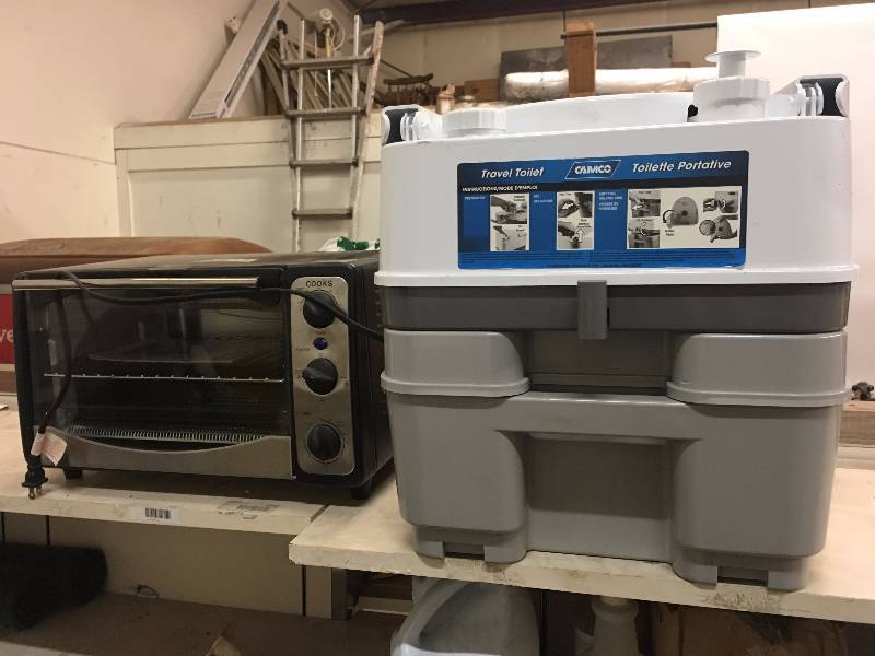 lot 57 image: CAMPING TOILET AND TOASTER OVEN