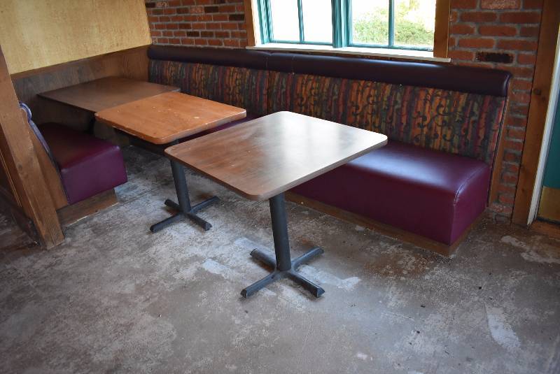 lot 693 image: (3) Sections Of Booths With (3) Various Size Tables