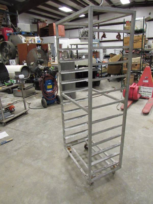 lot 5965 image: Full Size All Aluminum Sheet Pan Rack On Casters