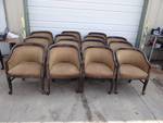lot 1200 image: (14) Cloth Padded Wood Framed Chairs On Rollers