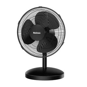 lot 61447 image: HOLMES 12in Table Fan, 75 degrees Oscillation, 3 Speeds, 15 degrees Adjustable Head Tilt, Ideal for Home, Bedroom or Office, Black