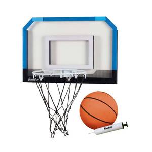lot 61450 image: Franklin Sports Over the Door Indoor Basketball Hoop - Kids Mini Hoop for Bedroom - Steel Rim Mini Hoop - Includes Ball and Pump - Blue