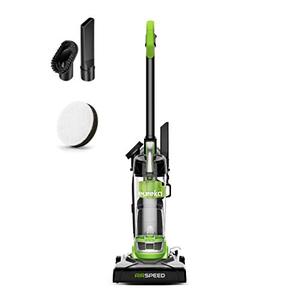 lot 61458 image: Eureka Powerful Bagless Upright Carpet and Floor Airspeed Ultra-Lightweight Vacuum Cleaner, wReplacement Filter, Green (really dirty)