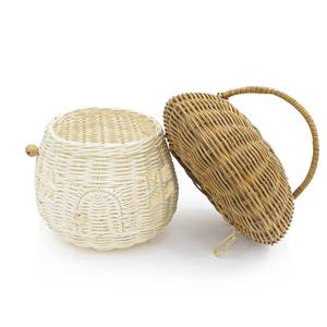 lot 61464 image: KOLWOVEN Mushroom Rattan Storage Basket with Lid - Mouse in a Box House- Small Doll house- Decorative Hand Woven Shelf Organizer Cute Handmade Handcrafted Gift Decoration Artwork Wicker (Natural)