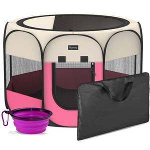 lot 61466 image: Hepeeng Portable Foldable Pet Dog Cat Playpen and Puppy playpen Pet Tent with Carrying Case Collapsible Travel Bowl IndoorOutdoor Use with Water Resistant and Removable Shade Cover