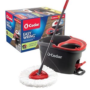 lot 61467 image: O-Cedar EasyWring Microfiber Spin Mop, Bucket Floor Cleaning System, Red, Gray