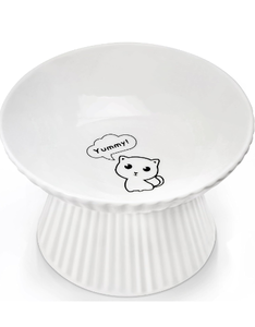 lot 61475 image: Extra Wide Ceramic Elevated Cat Bowl, Whisker Friendly Raised Cat Food Bowl for Food and Water, Anti-Vomiting High Cat Dish for Indoor Cats, Dishwasher Safe & Microwaveable (2)