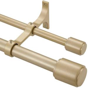 lot 61505 image: Double Curtain Rods, Light Gold, 36-72 Inch