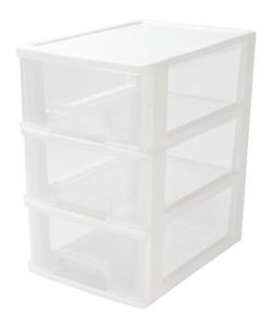 lot 61511 image: Gonice 3 Drawer Storage Organizer, White