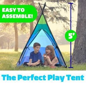 lot 61523 image: USA Toyz Happy Hut Teepee Tent for Kids, Blue