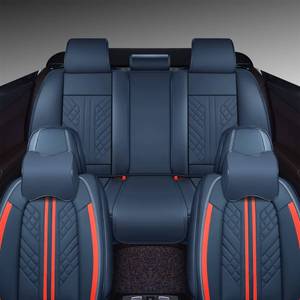lot 61524 image: GXT Deluxe Faux Leather Full Coverage Car Seat Cover, Blue and Red Strip