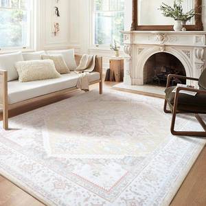 lot 61531 image: Bestsweetie Area Rug, 6ft x 9ft, Washable, Cream