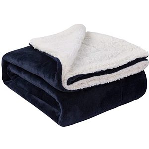 lot 61536 image: Nanpiper Sherpa Blanket, Twin Size, Navy Blue
