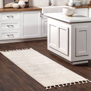 lot 61542 image: Nuloom Kerry Textured Geometric Tasseled Runner Rug - 2ft x 8ft, Ivory