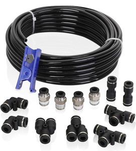 lot 61544 image: Hromee Air Line Tubing Kit, 14 Inch (6.35MM) OD x 32.8 Feet Polyurethane PU Tube and Push to Connect Fittings